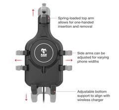 Support de téléphone pour moto étanche RAM Mount Quick-Grip™ Pro Qi2 15W avec support en U