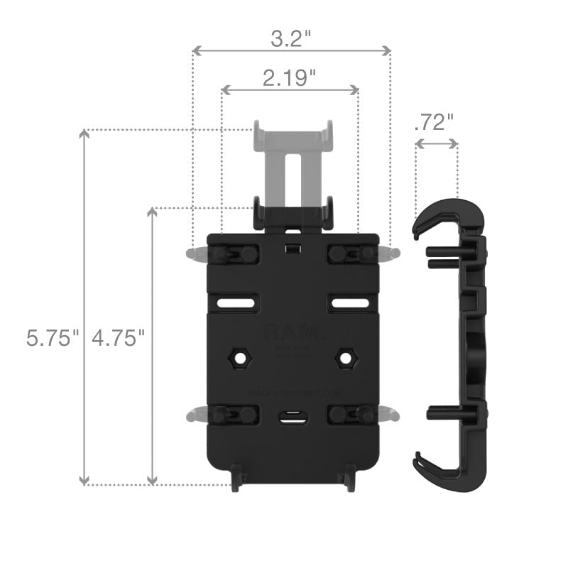 Porte-téléphonie Quick-Grip ™ avec base de cliquet Ram® Twist-Lock ™