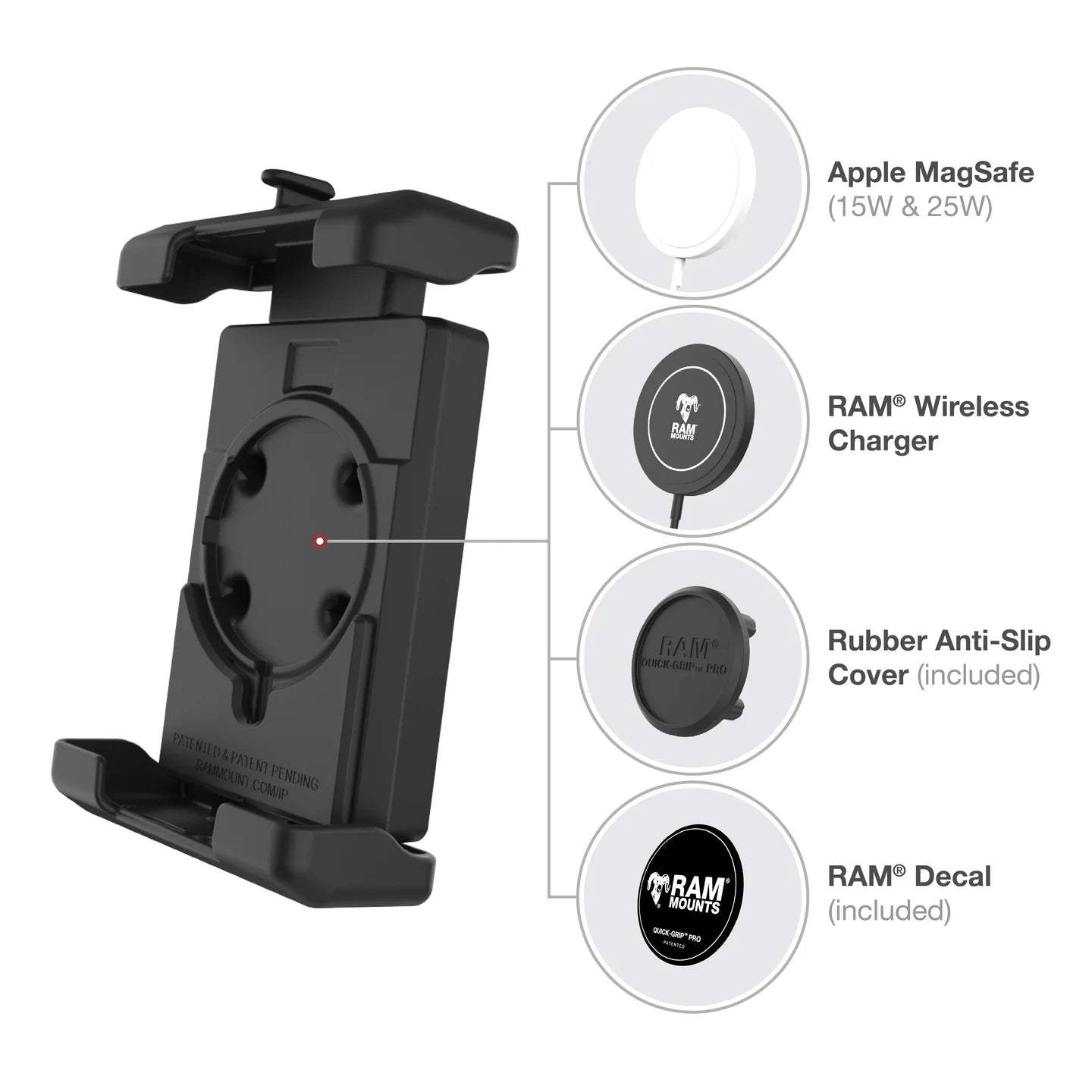 RAM Mounts Quick-Grip™ Pro XL Phone Mount with Handlebar U-Bolt Base