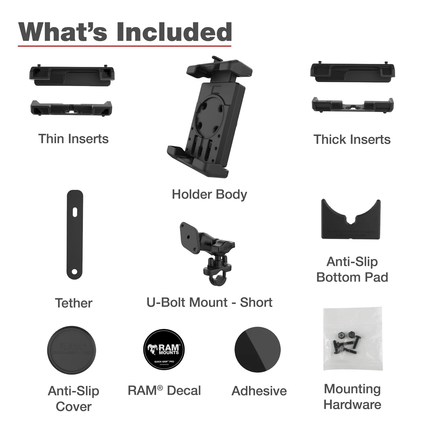 RAM Mounts Quick-Grip™ Pro XL Phone Mount with Handlebar U-Bolt Base