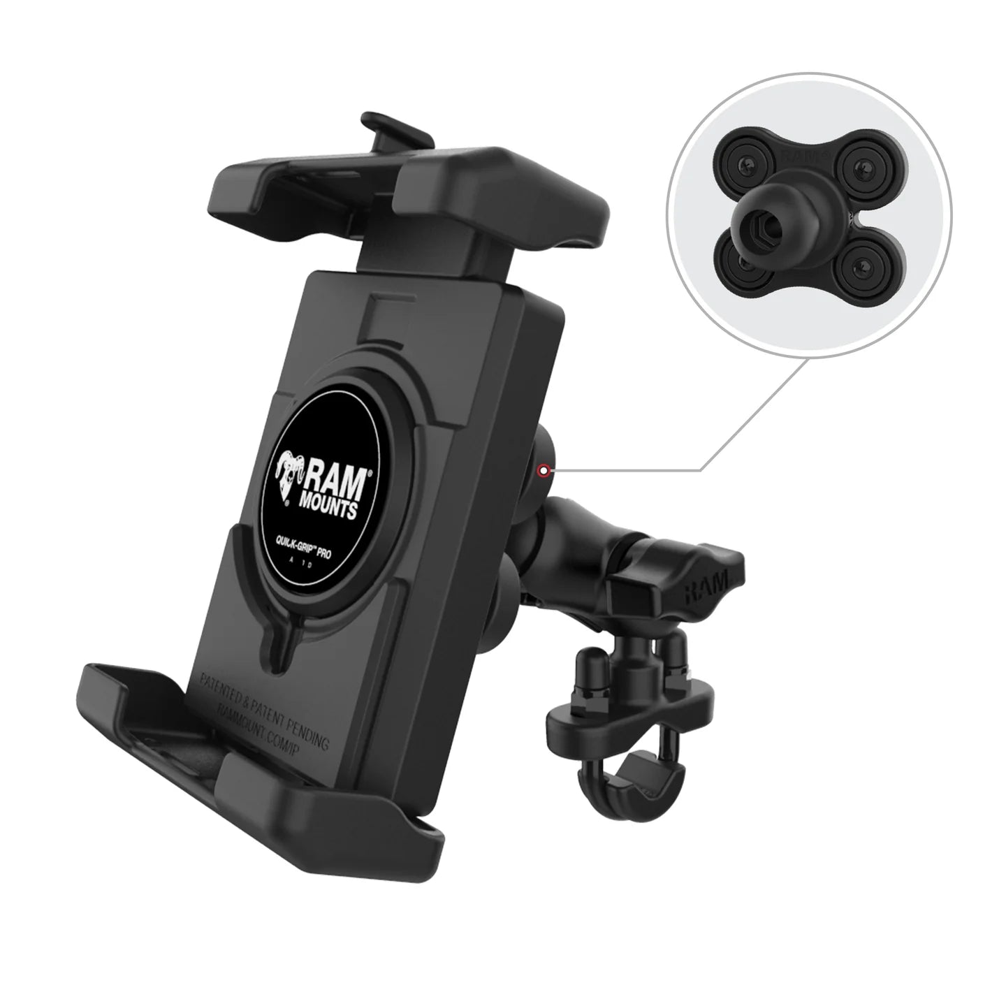 RAM Mounts Quick-Grip™ Pro XL Vibration Damping Phone Mount with U-Bolt Base