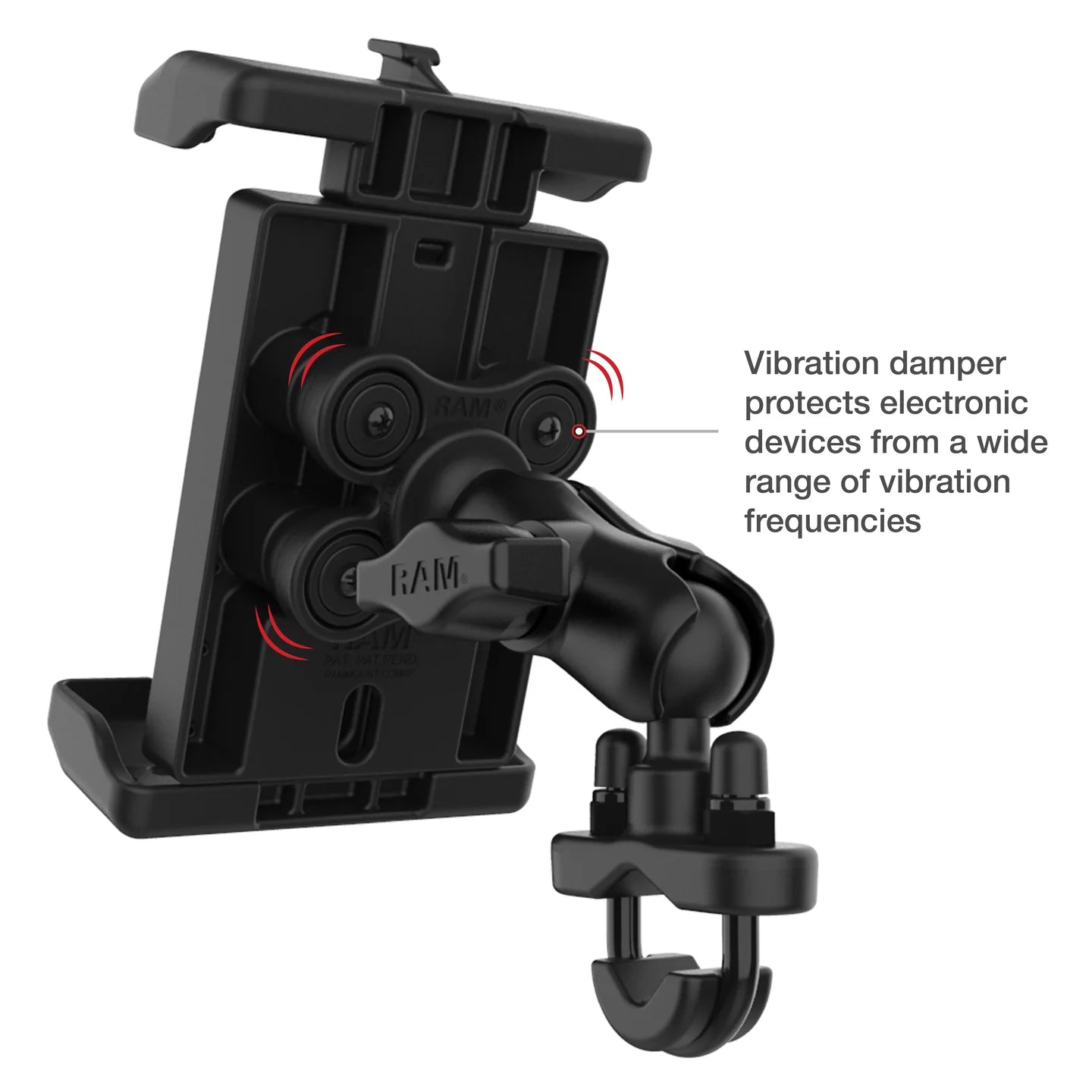 RAM Mounts Quick-Grip™ Pro XL Vibration Damping Phone Mount with U-Bolt Base