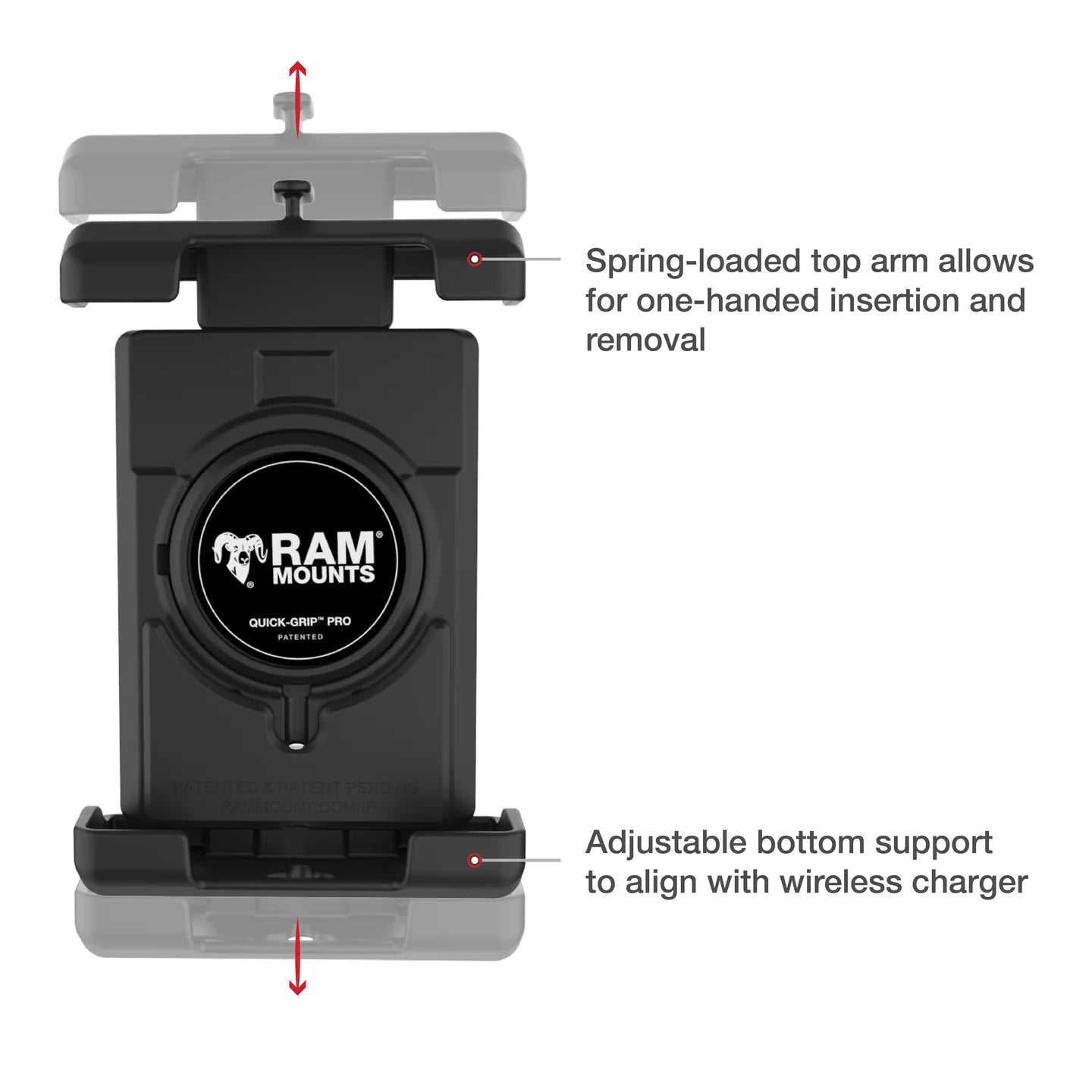 RAM Mounts Quick-Grip™ Pro XL Vibration Damping Phone Mount with U-Bolt Base