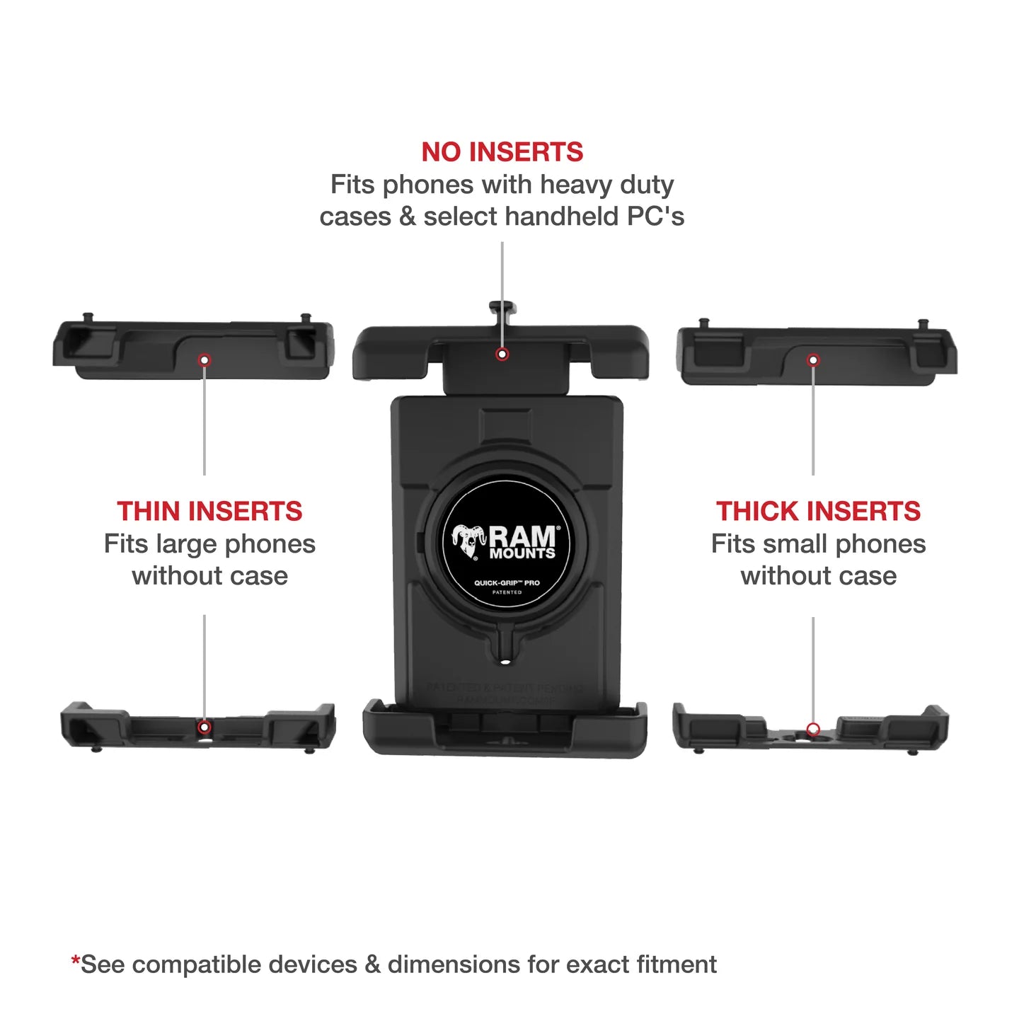 RAM Mounts Quick-Grip™ Pro XL Vibration Damping Phone Mount with U-Bolt Base