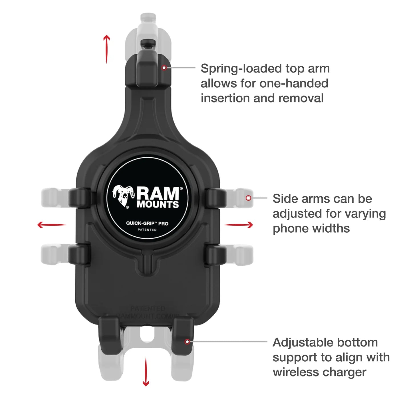 RAM Mounts Quick-Grip™ Pro Phone Mount with Fork Stem Base