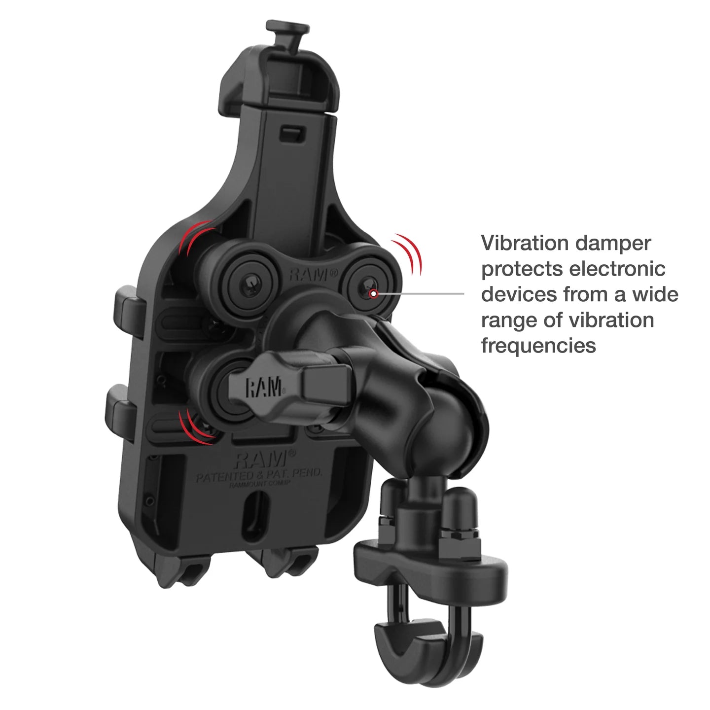 RAM Mounts Quick-Grip™ Pro Vibration Damping Phone Mount with U-Bolt Base