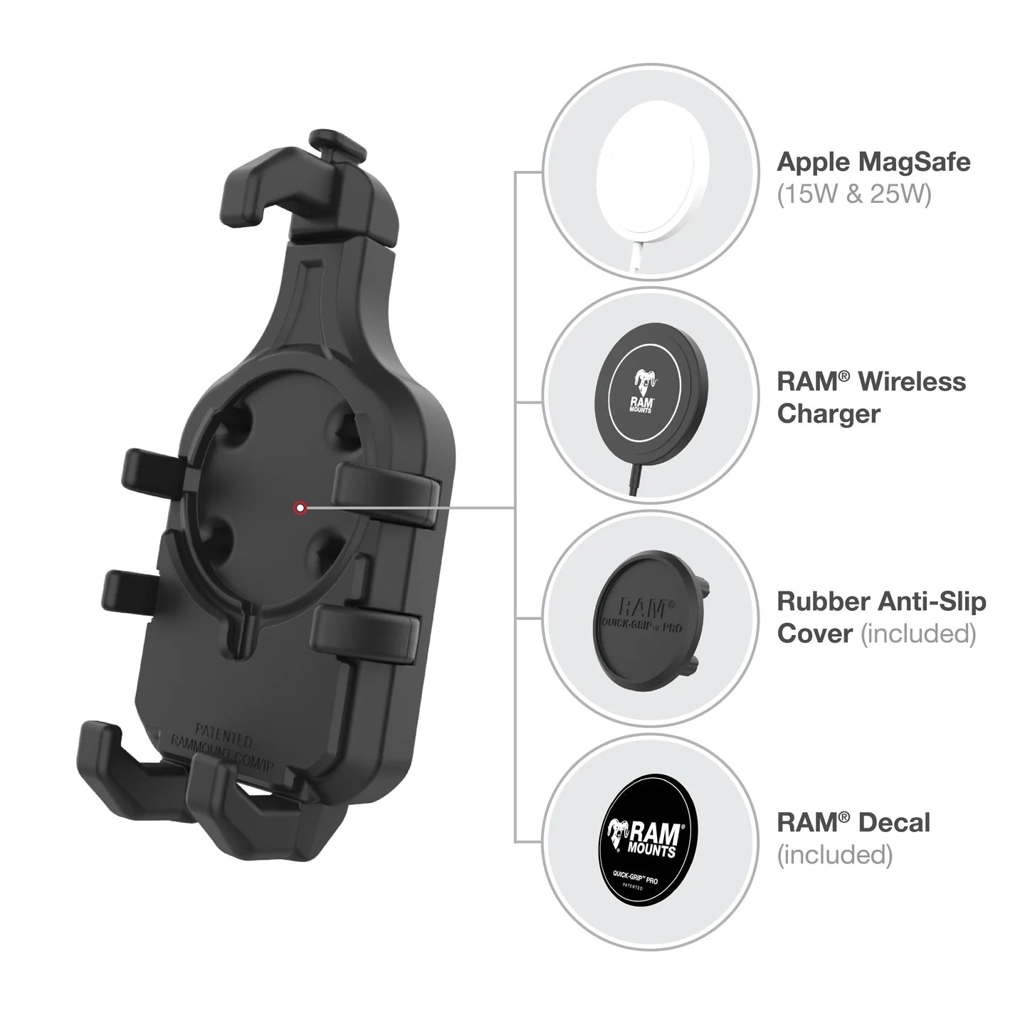 RAM Mounts Quick-Grip™ Pro Vibration Damping Phone Mount with U-Bolt Base