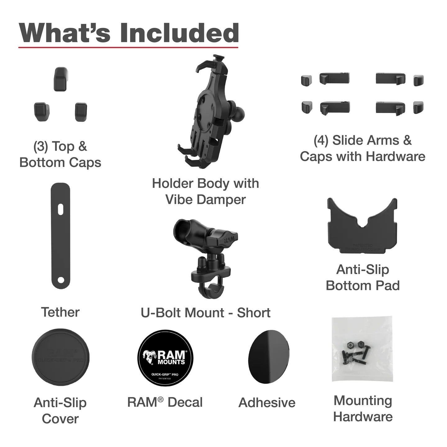 RAM Mounts Quick-Grip™ Pro Vibration Damping Phone Mount with U-Bolt Base
