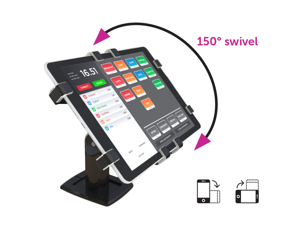 Gripzo 360 Pos Tablet Kiosk Dreh- und Dreh 7-11-"-Tabletten