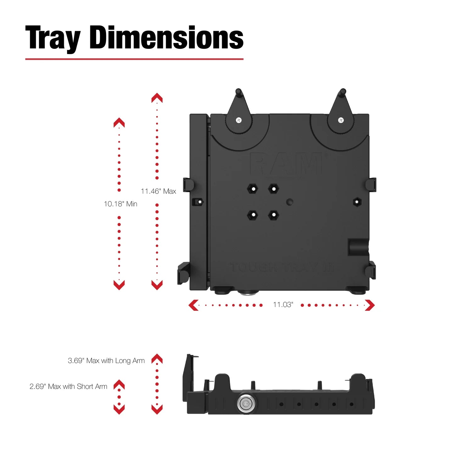 RAM® Mounts Tough-Tray™ III Plateau pour ordinateur portable à ressort avec verrouillage à clé