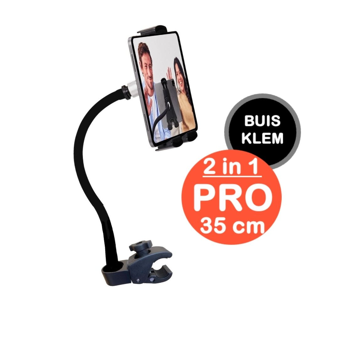 GOOS-E Tablet Holder & Phone Holder PRO - Tube Pipe Clamp - Neck 35 or 55 cm