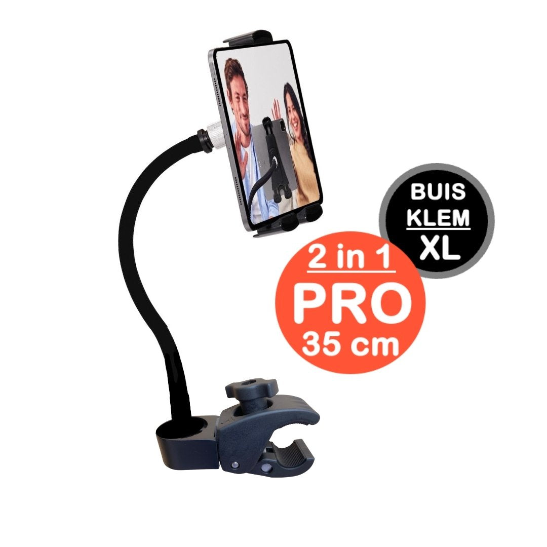 GOOS-E Tablet Holder & Phone Holder PRO - Tube Pipe Clamp XL - neck 35/55 of 75 cm