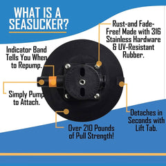 Seasucker 6 inch Extra Large Suction cup with vacuum pump