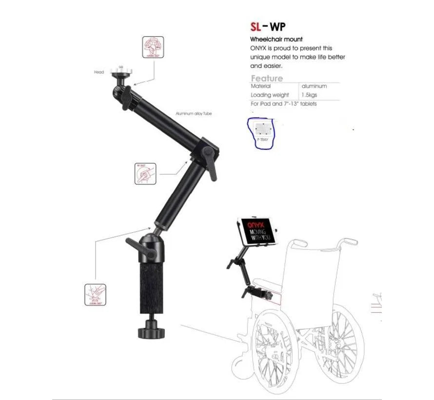 Onyx Wheelchair Flexible Tablet Holder SL-WP