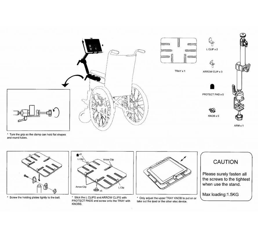 Onyx Wheelchair Flexible Tablet Holder SL-WP